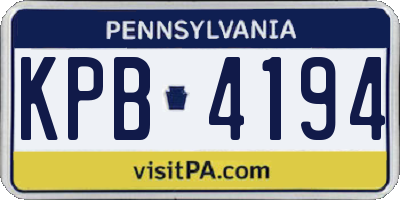 PA license plate KPB4194
