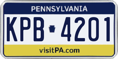 PA license plate KPB4201