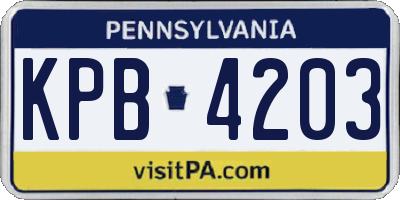PA license plate KPB4203