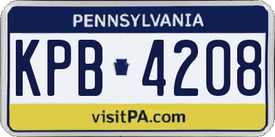 PA license plate KPB4208