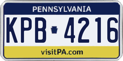 PA license plate KPB4216