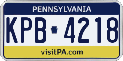 PA license plate KPB4218