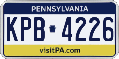 PA license plate KPB4226