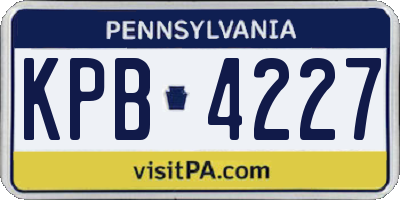 PA license plate KPB4227