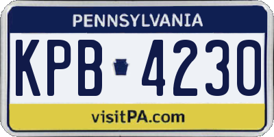 PA license plate KPB4230