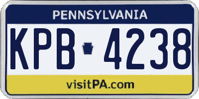 PA license plate KPB4238
