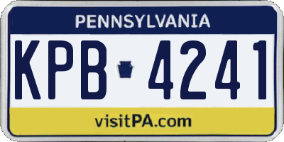 PA license plate KPB4241
