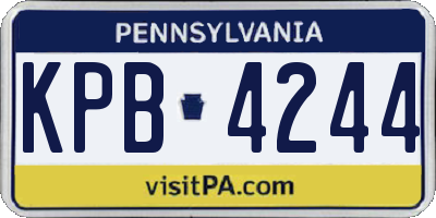 PA license plate KPB4244