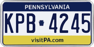 PA license plate KPB4245