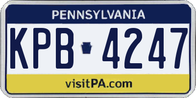 PA license plate KPB4247