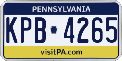 PA license plate KPB4265