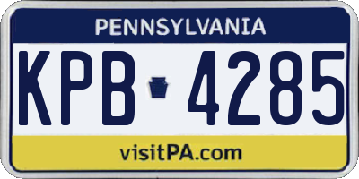 PA license plate KPB4285