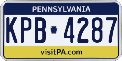 PA license plate KPB4287