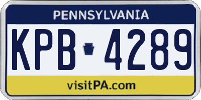 PA license plate KPB4289