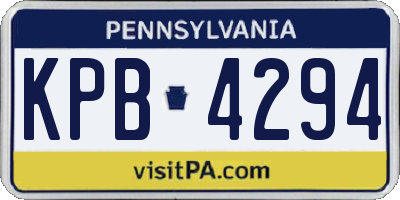 PA license plate KPB4294