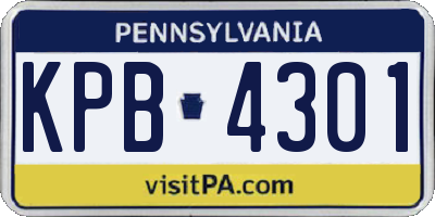 PA license plate KPB4301