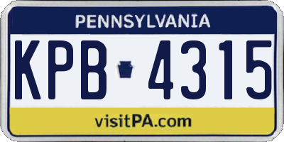 PA license plate KPB4315