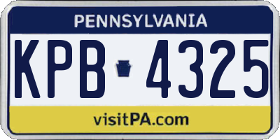 PA license plate KPB4325