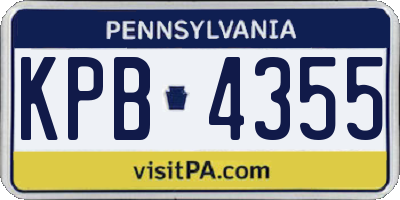 PA license plate KPB4355