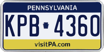PA license plate KPB4360
