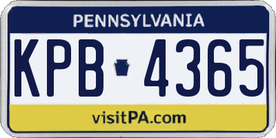 PA license plate KPB4365