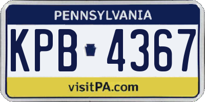 PA license plate KPB4367