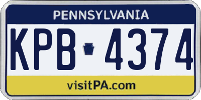 PA license plate KPB4374