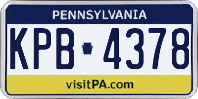 PA license plate KPB4378