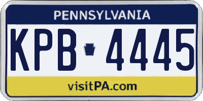 PA license plate KPB4445