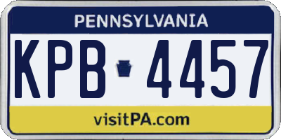 PA license plate KPB4457