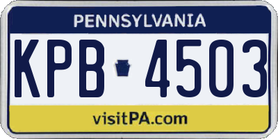 PA license plate KPB4503