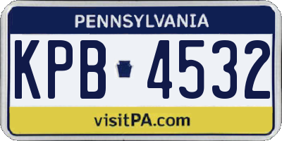 PA license plate KPB4532