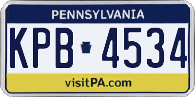 PA license plate KPB4534