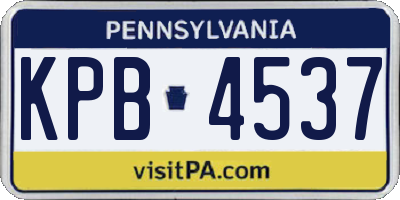 PA license plate KPB4537