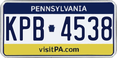 PA license plate KPB4538