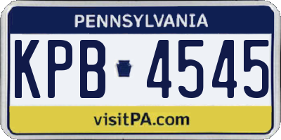 PA license plate KPB4545