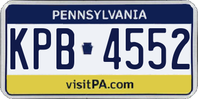 PA license plate KPB4552