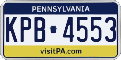 PA license plate KPB4553