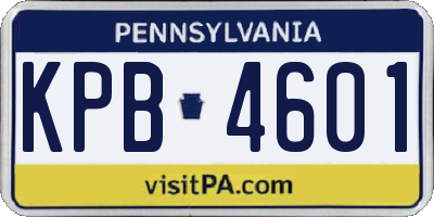 PA license plate KPB4601