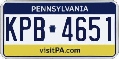 PA license plate KPB4651