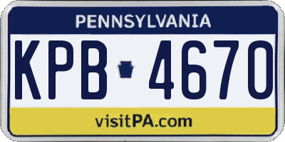 PA license plate KPB4670