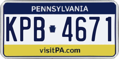 PA license plate KPB4671