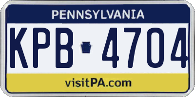 PA license plate KPB4704