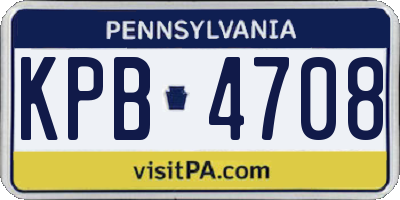PA license plate KPB4708