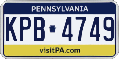 PA license plate KPB4749
