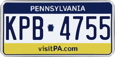 PA license plate KPB4755