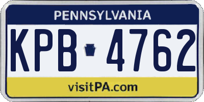 PA license plate KPB4762