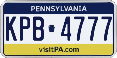 PA license plate KPB4777