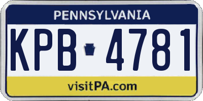 PA license plate KPB4781