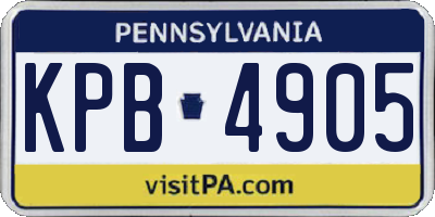PA license plate KPB4905